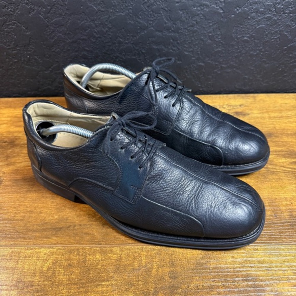 Belvedere Bay Bridge Black Pebbled Leather Split Toe Oxford Mens 10.5 EEE